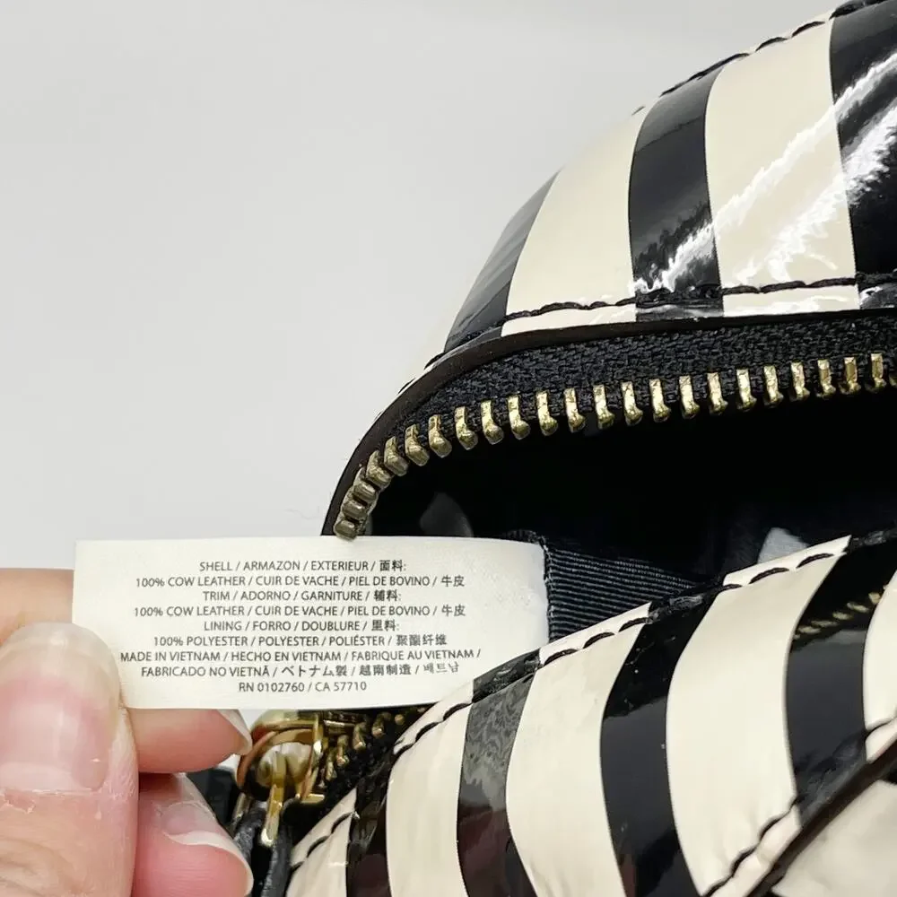 Kate Spade Chelsea Park Porter Patent Leather Handbag Black Cream Bow Crossbody